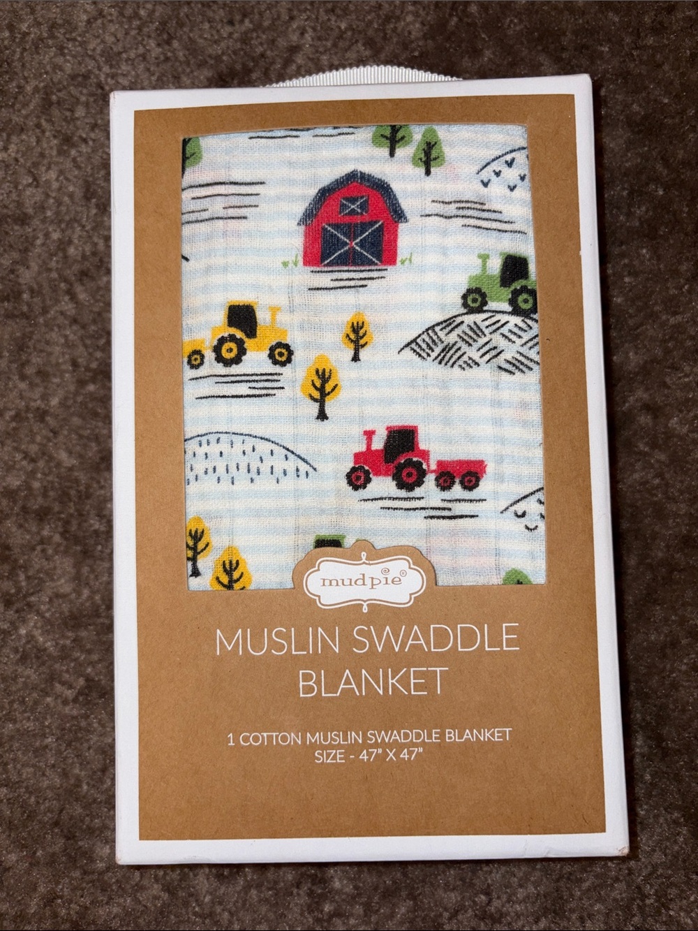 Mud Pie Farmhouse Swaddle newborn baby muslin cotton blanket
